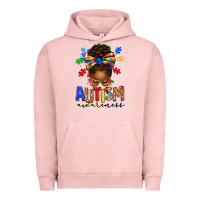 Pigment Salmon autism awareness afro messy bun Urban Hoodie - texasbilliewilder