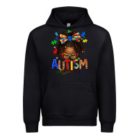 Black autism mom afro locs messy bun Urban Hoodie - texasbilliewilder