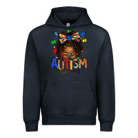 Navy autism mom afro locs messy bun Urban Hoodie - texasbilliewilder