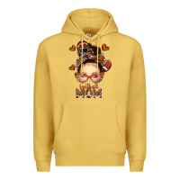 Antique Gold football messy bun mom Premium Hoodie - texasbilliewilder