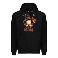 Black football messy bun mom Premium Hoodie - texasbilliewilder
