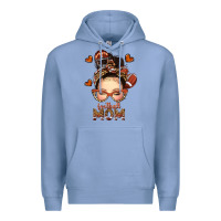 Colony Blue football messy bun mom Premium Hoodie - texasbilliewilder