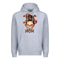 Heather Grey football messy bun mom Premium Hoodie - texasbilliewilder