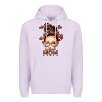 Lilac football messy bun mom Premium Hoodie - texasbilliewilder