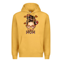 Mustard football messy bun mom Premium Hoodie - texasbilliewilder