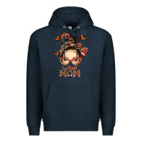 Navy football messy bun mom Premium Hoodie - texasbilliewilder