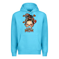 Ocean Blue football messy bun mom Premium Hoodie - texasbilliewilder