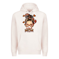 Pale Pink football messy bun mom Premium Hoodie - texasbilliewilder