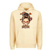 Football Messy Bun Mom Premium Hoodie | Teevron