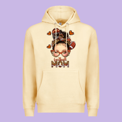 Football Messy Bun Mom Premium Hoodie Designed By Texasbilliewilder