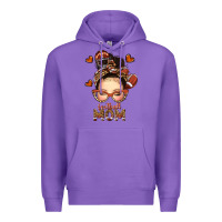 Purple football messy bun mom Premium Hoodie - texasbilliewilder
