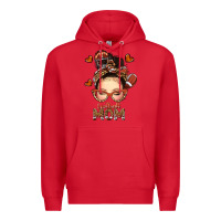 Red football messy bun mom Premium Hoodie - texasbilliewilder