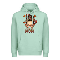 Seafoam football messy bun mom Premium Hoodie - texasbilliewilder