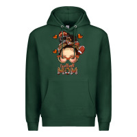 Sports Green football messy bun mom Premium Hoodie - texasbilliewilder