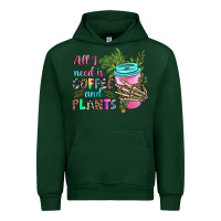 Forest Green all i need is coffee and plants Urban Hoodie - texasbilliewilder