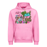 Fuchsia Pink all i need is coffee and plants Urban Hoodie - texasbilliewilder