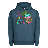 Pigment Midnight Navy all i need is coffee and plants Urban Hoodie - texasbilliewilder