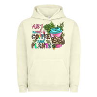 Pigment Pistachio all i need is coffee and plants Urban Hoodie - texasbilliewilder