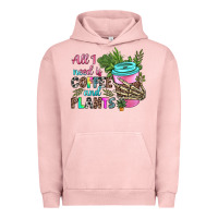 Pigment Salmon all i need is coffee and plants Urban Hoodie - texasbilliewilder