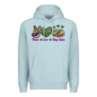Blue Mist Peace Love King Cake Premium Hoodie - RanaPortraitStore