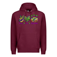 Burgundy Peace Love King Cake Premium Hoodie - RanaPortraitStore