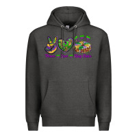Charcoal Heather Peace Love King Cake Premium Hoodie - RanaPortraitStore