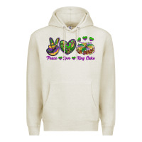 Oatmeal Heather Peace Love King Cake Premium Hoodie - RanaPortraitStore