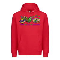 Red Peace Love King Cake Premium Hoodie - RanaPortraitStore