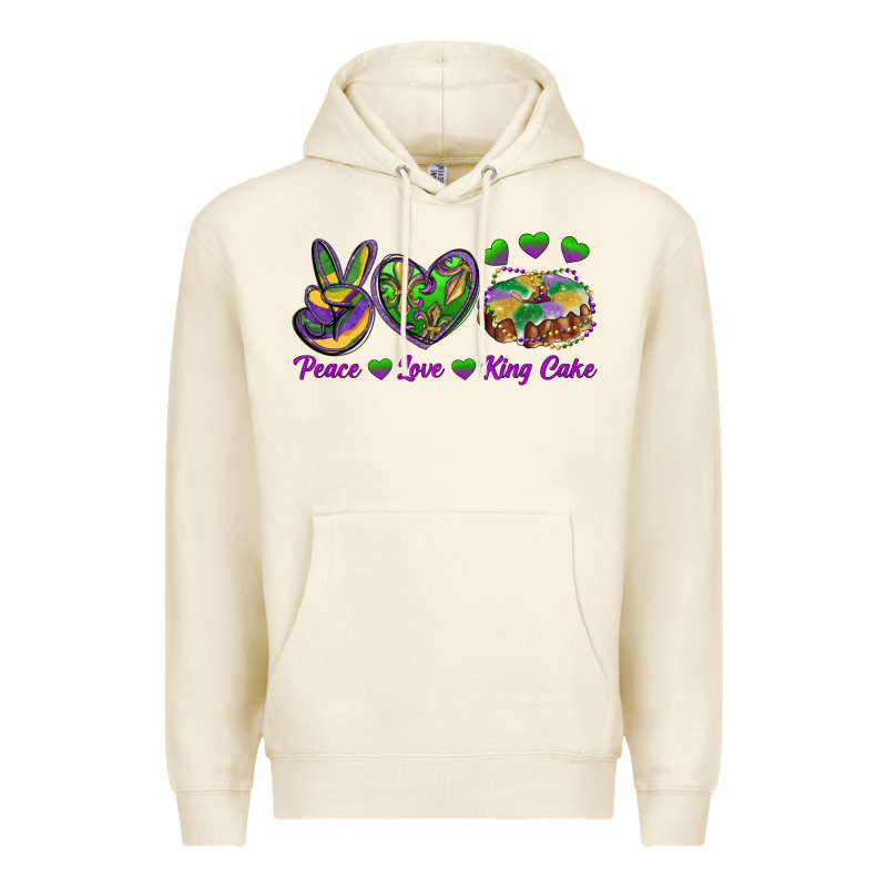 Peace Love King Cake Premium Hoodie by RanaPortraitStore | Teevron