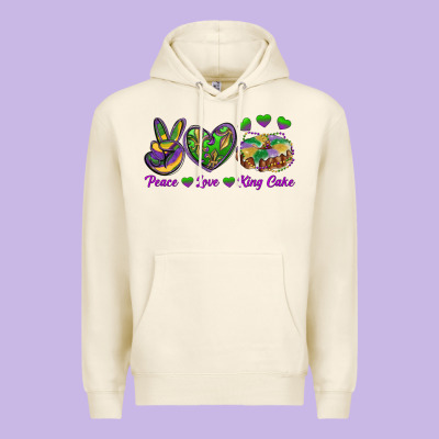 Peace Love King Cake Premium Hoodie Designed By Ranaportraitstore