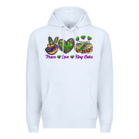 White Peace Love King Cake Premium Hoodie - RanaPortraitStore