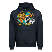 Navy cowhide leopard hearts Urban Hoodie - texasbilliewilder