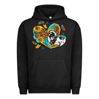 Pigment Black cowhide leopard hearts Urban Hoodie - texasbilliewilder