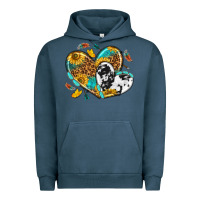 Pigment Midnight Navy cowhide leopard hearts Urban Hoodie - texasbilliewilder