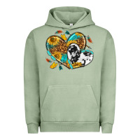 Pigment Oil Green cowhide leopard hearts Urban Hoodie - texasbilliewilder