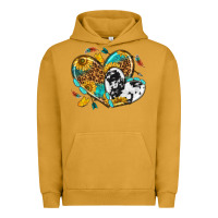 Pigment Peanut Butter cowhide leopard hearts Urban Hoodie - texasbilliewilder