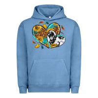 Pigment Pebble Blue cowhide leopard hearts Urban Hoodie - texasbilliewilder
