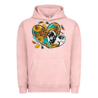 Pigment Salmon cowhide leopard hearts Urban Hoodie - texasbilliewilder