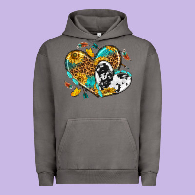 Urban Hoodie cowhide leopard hearts