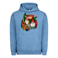 Pigment Pebble Blue Christmas Truck And Gnome Urban Hoodie - RanaPortraitStore