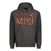 Charcoal Heather football mini with leopard Premium Hoodie - texasbilliewilder