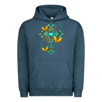 Pigment Midnight Navy cross with heart shaped gemstone and butterfly Urban Hoodie - texasbilliewilder