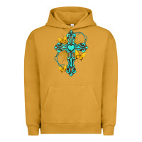 Pigment Peanut Butter cross with heart shaped gemstone and butterfly Urban Hoodie - texasbilliewilder