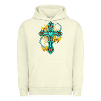 Pigment Pistachio cross with heart shaped gemstone and butterfly Urban Hoodie - texasbilliewilder
