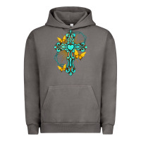 Pigment Tornado cross with heart shaped gemstone and butterfly Urban Hoodie - texasbilliewilder