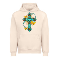 Sandshell cross with heart shaped gemstone and butterfly Urban Hoodie - texasbilliewilder