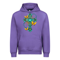 Tulip cross with heart shaped gemstone and butterfly Urban Hoodie - texasbilliewilder