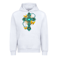White cross with heart shaped gemstone and butterfly Urban Hoodie - texasbilliewilder