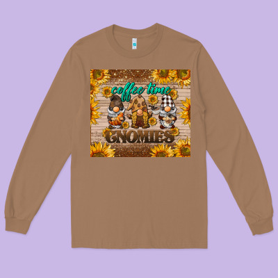 Coffee Time Gnomies Long Sleeve Tee Designed By Barkaloodesign