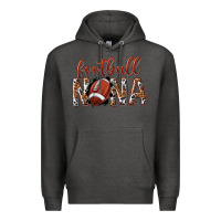 Charcoal Heather football nana with leopard Premium Hoodie - texasbilliewilder